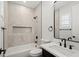 Stylish bathroom with quartz countertop and black fixtures at 7 Summit Walk Trl, Henderson, NV 89052