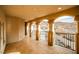 Spacious balcony with arched openings and mountain views at 768 Tozzetti Ln, Henderson, NV 89012