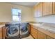 Bright laundry room featuring modern washer and dryer, ample counter space and natural light at 8490 Via De Bellasidra Ct, Las Vegas, NV 89123