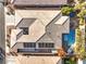 Aerial view showcasing home, pool, and solar panels at 10414 Hemingway Ct, Las Vegas, NV 89149