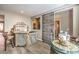 Rustic-style bar with a corrugated metal countertop at 10414 Hemingway Ct, Las Vegas, NV 89149