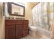 Nice bathroom with granite countertop and a bathtub shower at 2254 High Dunes Ln, Laughlin, NV 89029