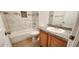 Clean bathroom with a bathtub, toilet and granite vanity at 3330 Trotting Horse Rd, North Las Vegas, NV 89032