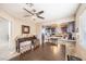 Open dining area with a view of the kitchen, creating a seamless transition between living spaces at 433 Jubilation Dr, Las Vegas, NV 89145