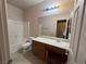 Bathroom with single vanity, tub, and shower at 4419 S Glory Vine Ln, Pahrump, NV 89061