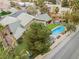 Aerial view showing house, pool, and backyard at 478 Spanish View Ln, Las Vegas, NV 89110