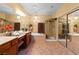 Elegant bathroom with double vanity, soaking tub, and shower at 6422 Hughes Springs Dr, Las Vegas, NV 89131