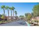 Gated community entrance with palm trees and well-maintained landscaping at 690 Calamus Palm Pl, Henderson, NV 89011