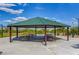 Covered picnic pavilion in a park, with picnic tables and a green roof at 7129 Flora Lam St, Las Vegas, NV 89166