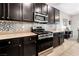 Well-equipped kitchen, featuring stainless steel appliances and stylish backsplash at 7879 Narnia Ave, Las Vegas, NV 89113