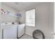 Laundry room with washer, dryer, and shelving at 8415 Quarentina Ave, Las Vegas, NV 89149