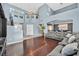 Open living room with high ceilings and hardwood floors at 9225 Evergreen Canyon Dr, Las Vegas, NV 89134