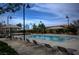 Community pool with lounge chairs and umbrellas at 3524 Crotone Ave, Henderson, NV 89044