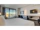 Modern bedroom with city views and built-in workspace at 4381 W Flamingo Rd # 3216, Las Vegas, NV 89103