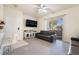 Spacious living room with leather sofas and a large TV at 5655 E Sahara Ave # 2064, Las Vegas, NV 89142