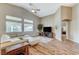 Spacious living area with vaulted ceilings, wood floors, and tons of natural light at 1595 Cattle Ranch Pl, Henderson, NV 89002