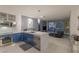 Modern kitchen with blue cabinetry and stainless steel appliances at 3726 Las Vegas Blvd # 705, Las Vegas, NV 89158