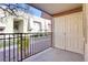 Private patio with storage closet and wrought iron fence at 5060 Indian River Dr # 377, Las Vegas, NV 89103