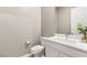 Small powder room with white vanity and toilet at 10086 Mountain Foothills Ave, Las Vegas, NV 89149