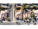 Aerial view of a residential neighborhood with houses and surrounding landscape at 10201 Los Padres Pl, Las Vegas, NV 89134