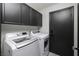 Convenient laundry room with washer, dryer and cabinets at 1592 Bamboo Bay Dr, Henderson, NV 89012