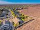 Aerial view of a desert neighborhood with nicely maintained properties and landscaping at 2064 Poetry Ave, Henderson, NV 89052