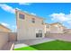 Enclosed backyard with artificial turf, a paver patio, and sliding glass door at 2430 Bellinzona Pl, Henderson, NV 89044