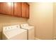 Laundry room with upper cabinets and washer/dryer included at 304 Whitney Breeze Ave, North Las Vegas, NV 89031