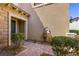 Front entry with fountain and brick pavers at 4063 Villa Rafael Dr, Las Vegas, NV 89141