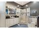 Elegant bathroom featuring a large shower and double vanity at 609 China Doll Pl, Henderson, NV 89012