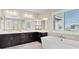 Luxurious bathroom with double vanity, soaking tub, and walk-in shower at 267 Valleggia Dr, Las Vegas, NV 89138