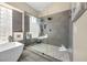 Spa-like bathroom with a large walk-in shower and soaking tub at 520 Summer Mesa Dr, Las Vegas, NV 89144