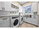 Laundry room featuring a farmhouse sink and white cabinets at 520 Summer Mesa Dr, Las Vegas, NV 89144