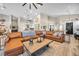 Spacious living room with wood floors, fireplace, and open access to the kitchen at 520 Summer Mesa Dr, Las Vegas, NV 89144