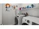 Functional laundry room with washer, dryer, and storage shelves at 7230 N Decatur Blvd # 6, Las Vegas, NV 89131