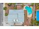 Top-down view of house, pool, and landscaping at 881 Stonehenge St, Las Vegas, NV 89110