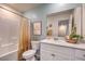 Clean bathroom, featuring a bathtub and modern vanity at 10164 Mulberry Ridge St # 42, Las Vegas, NV 89141