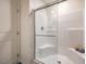 Clean shower with glass enclosure and seat at 10164 Mulberry Ridge St # 42, Las Vegas, NV 89141