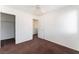 Well-lit bedroom with closet and ceiling fan at 10441 Concetta Ave, Las Vegas, NV 89129