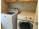 Convenient laundry room with washer, dryer, and shelving at 3041 Savella Ave, Henderson, NV 89044