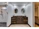 Elegant bathroom with double sinks and walk-in shower at 3990 Melody Ln, Las Vegas, NV 89108