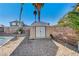 Backyard with storage shed and gravel landscaping at 4089 Patterson Ave, Las Vegas, NV 89104