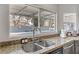 Kitchen sink with granite countertop overlooks the backyard pool at 4330 Flandes St, Las Vegas, NV 89121