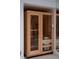 Modern, freestanding wooden sauna with glass doors at 78 Hawk Ridge Dr, Las Vegas, NV 89135