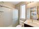 Clean bathroom with a walk-in shower and modern vanity at 821 Barrhead Ave, Henderson, NV 89012