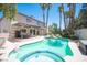 Beautiful pool and spa surrounded by palm trees at 1015 Aspen Breeze Ave, Las Vegas, NV 89123