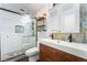 Stylish bathroom boasts modern fixtures, decorative tile accents, and a glass-enclosed shower at 109 Ayesha Ln, Henderson, NV 89074