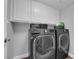 Convenient laundry room with upper cabinets and LG washer/dryer at 1837 Birdie Ln, Henderson, NV 89074