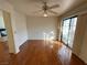 Bedroom with wood floors and sliding glass doors at 1944 Las Palmas Ln # 175, Laughlin, NV 89029