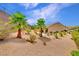 Landscaped backyard with palm trees and gravel at 2090 Lewiston Pl, Henderson, NV 89044